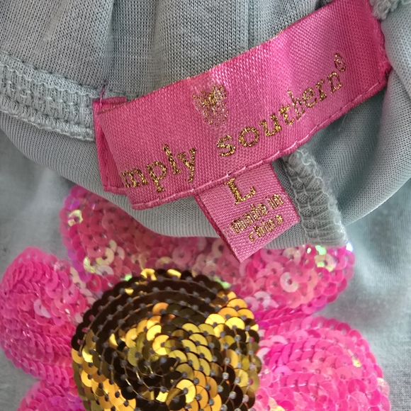 Simply Southern Pink and Gold Sequin Floral Top & Shorts Set - Picture 4 of 13